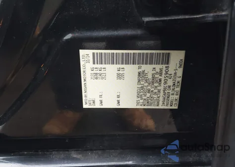 2014 Nissan Maxima 3.5 S z USA, uszkodzony, nr VIN 1N4AA5AP9EC905908